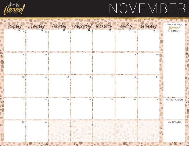 November 2015 Goal-setting Calendar